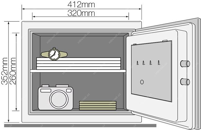 Nábytkový protipožární sejf Fire Safe MEDIUM 352, 60min