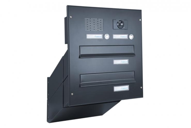  2x poštovní schránka D-041 k zazdění do sloupku + čelní deska s 2x zvonkem a kamerou ABB - antracit